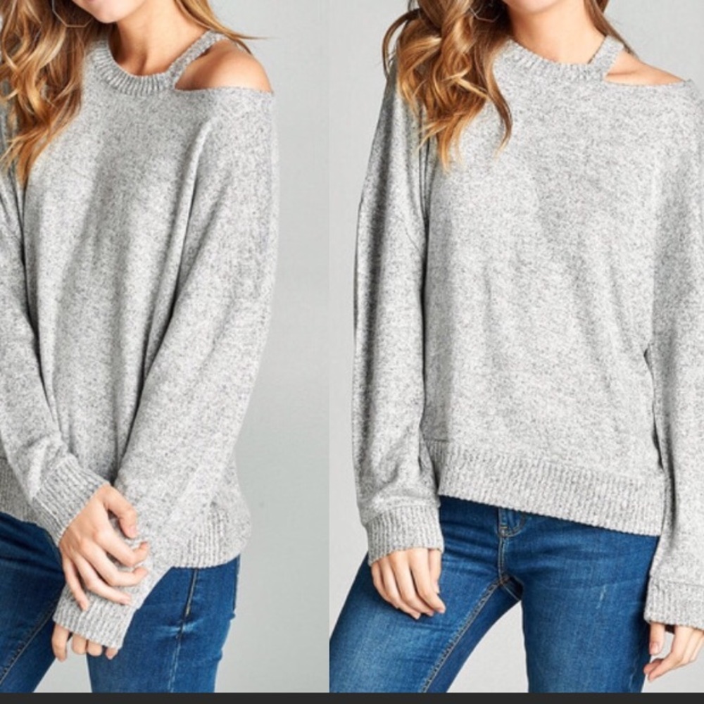 Grey One Cold Shoulder top